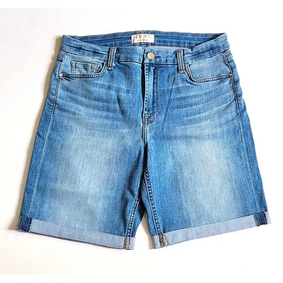New JEN7 by 7 For All Mankind's Rolled Cuffs Denim Bermuda Shorts