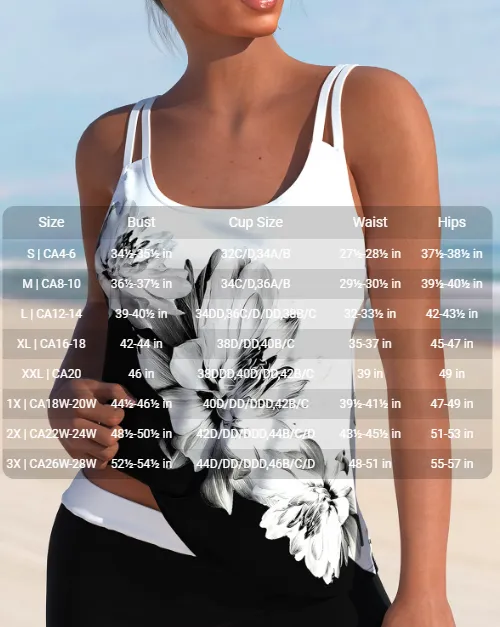 NEW MODLILY® High Waisted Floral Print White Tankini Set, Sz XL, Retails $62