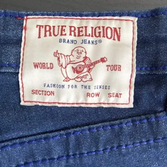 New True Religion Riley Short Mid Rise Bermuda Denim Jean Shorts 26