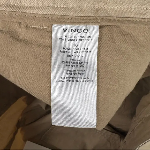NEW Vince Womens Bermuda Long Shorts Tan Cotton Spring Vacation Sz 16 Minimalist