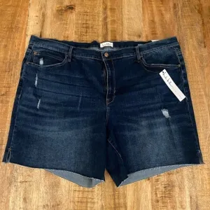 Nicole Miller high rise waisted 22 plus size blue denim jean shorts nwt