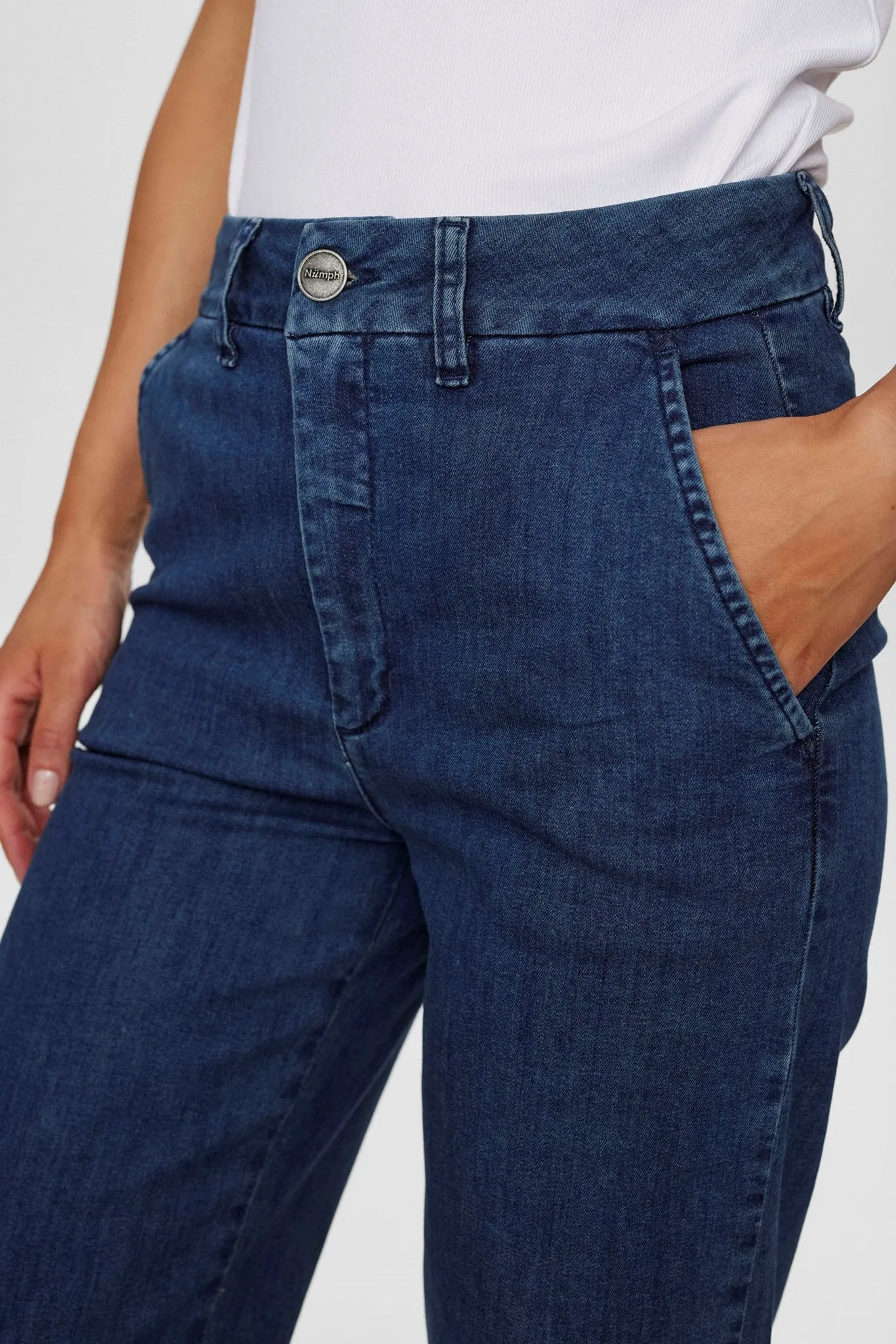 NUAMBER PANTS MID BLUE - Medium Blue Denim