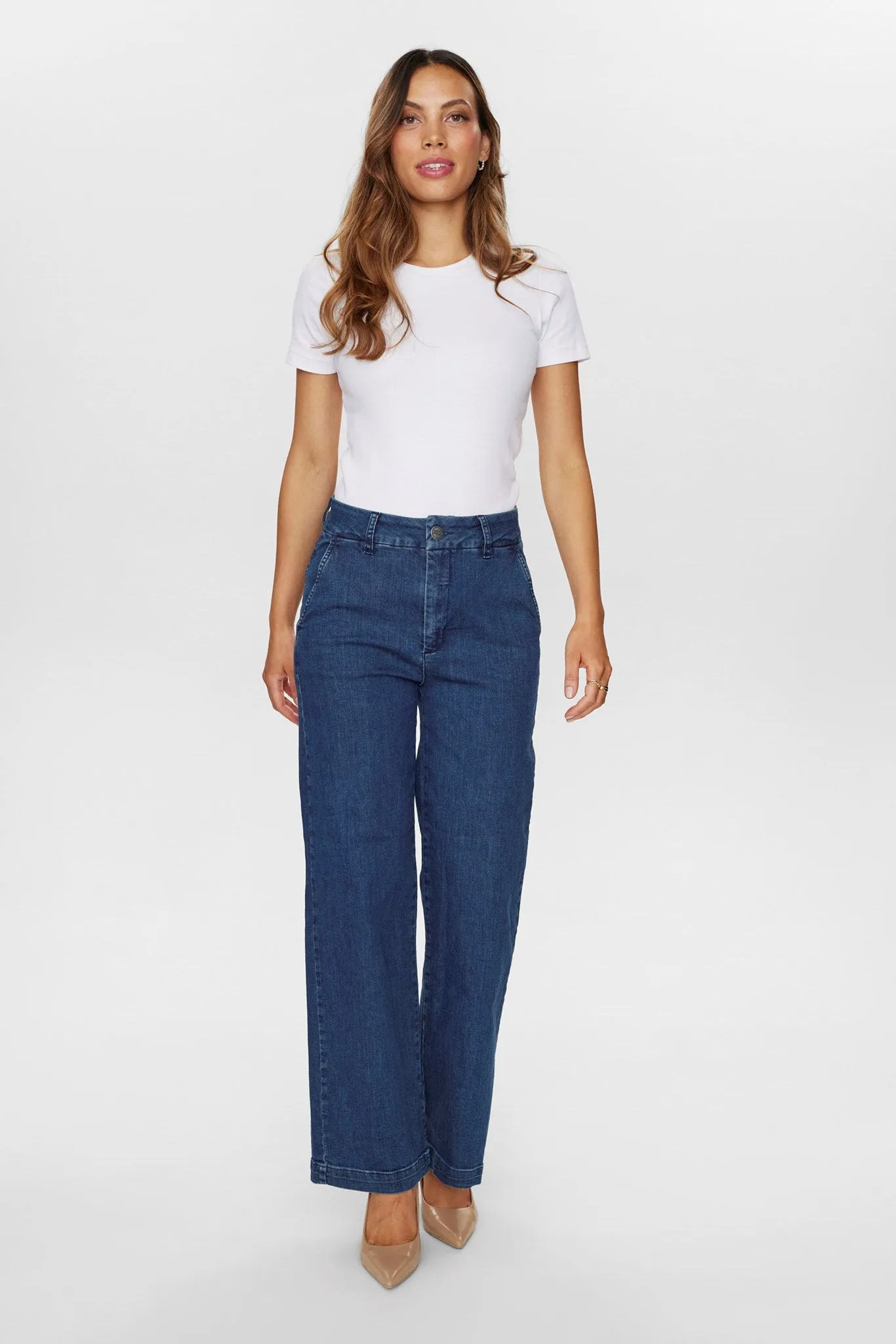 NUAMBER PANTS SHORT  - Medium Blue Denim