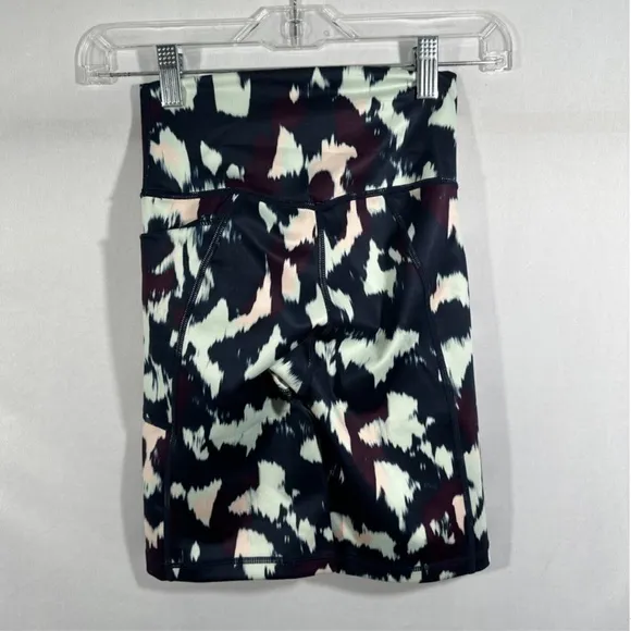 NWT $78 SWEATY BETTY [‎ XXS 0 ] Super Sculpt 8&quot; Biker Shorts Blue Flow Print