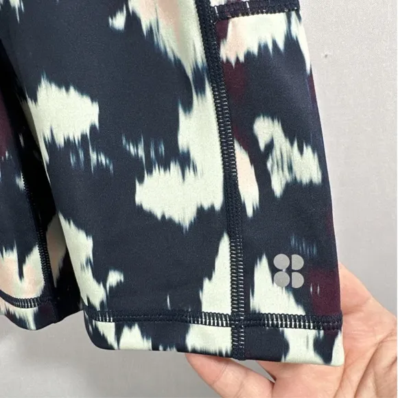 NWT $78 SWEATY BETTY [‎ XXS 0 ] Super Sculpt 8&quot; Biker Shorts Blue Flow Print
