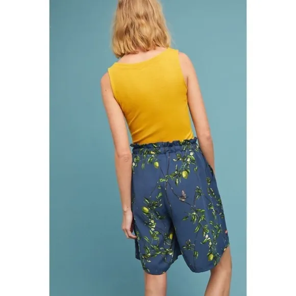 NWT Anthropologie Lemon Print Bermuda Shorts