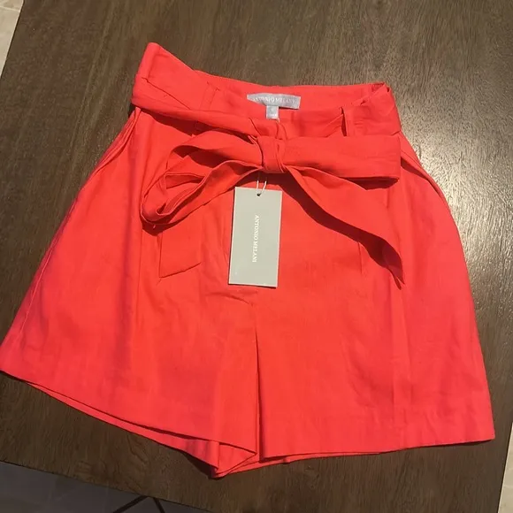 NWT ANTONIO MELANI AMEE SHORTS LINEN BELTED HIGH RISE COORDINATING PMGRNT