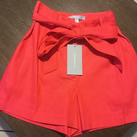 NWT ANTONIO MELANI AMEE SHORTS LINEN BELTED HIGH RISE COORDINATING PMGRNT