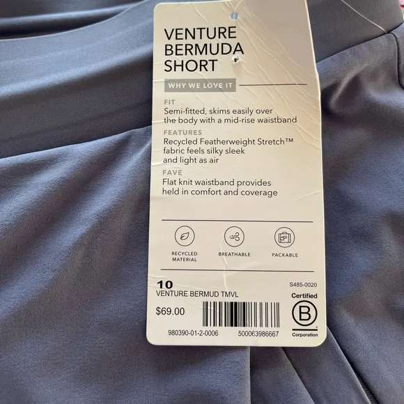 NWT ATHLETA Venture Bermuda Shorts Women’s Size 10