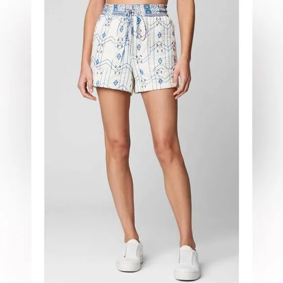 NWT Blank NYC Women’s Printed Quilted High Waisted Shorts White/Blue - XSmall