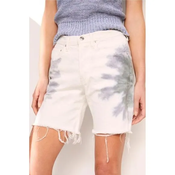 NWT EDWIN High-Rise Tie-Dye Denim Bermuda Cai Shorts 7&quot; Inseam Women's Size 26/2