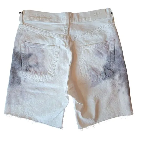 NWT EDWIN High-Rise Tie-Dye Denim Bermuda Cai Shorts 7&quot; Inseam Women's Size 26/2