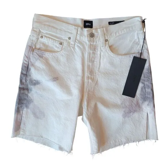 NWT EDWIN High-Rise Tie-Dye Denim Bermuda Cai Shorts 7&quot; Inseam Women's Size 26/2