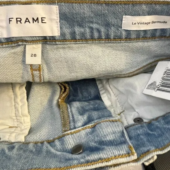 NWT FRAME Denim Le Vintage Bermuda Denim Shorts $195