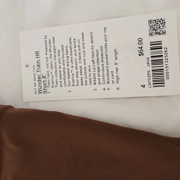 NWT lululemon Wunder Train High-Rise Short 8&quot; Size 4