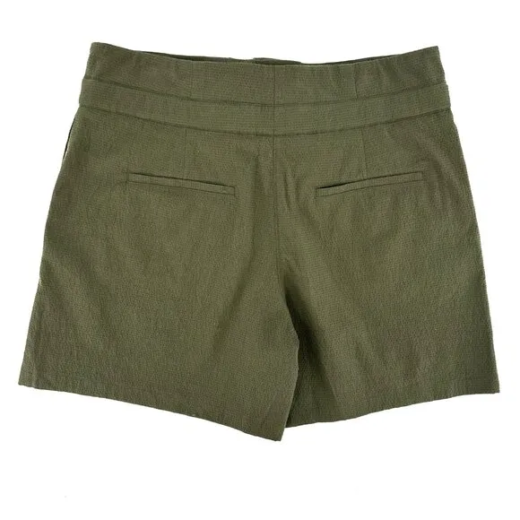NWT Rag &amp; Bone Camille Belted Seersucker High Waist Shorts Olive Green Size 0