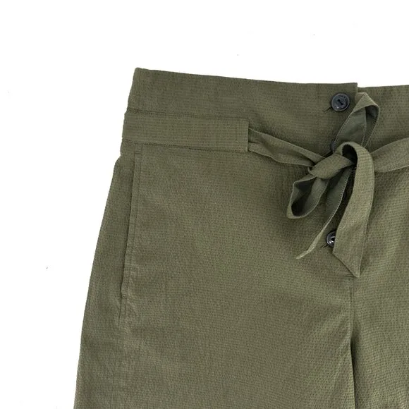NWT Rag &amp; Bone Camille Belted Seersucker High Waist Shorts Olive Green Size 0