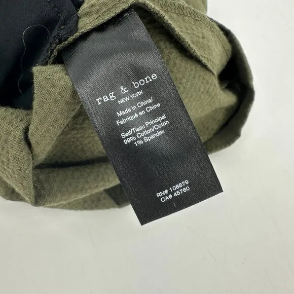 NWT Rag &amp; Bone Camille Belted Seersucker High Waist Shorts Olive Green Size 0