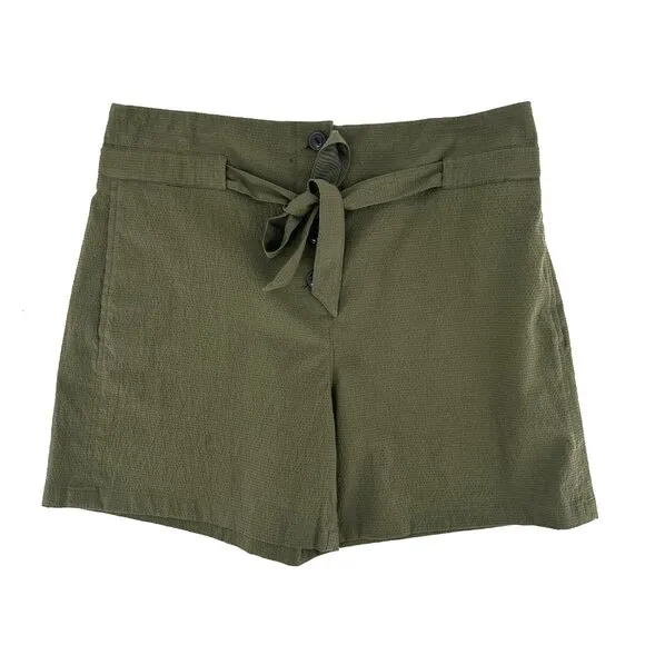NWT Rag &amp; Bone Camille Belted Seersucker High Waist Shorts Olive Green Size 0