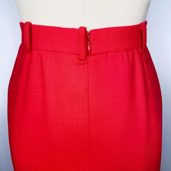 NWT Vintage Worth 100% Wool Red Pencil Skirt