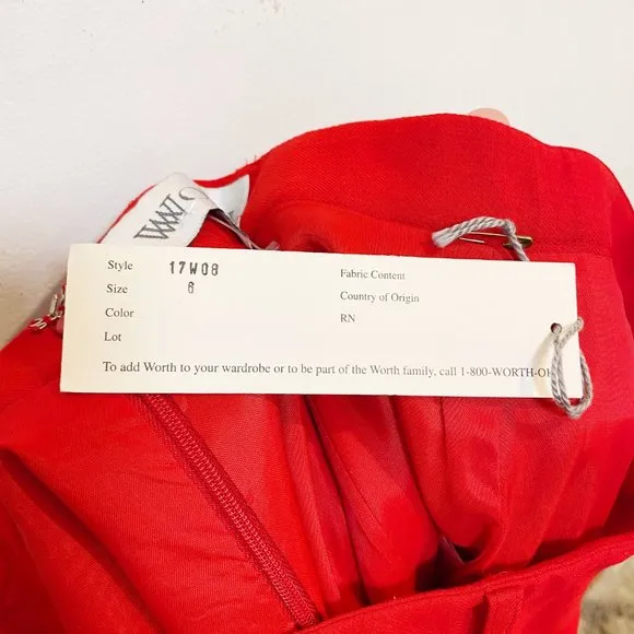 NWT Vintage Worth 100% Wool Red Pencil Skirt