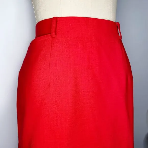 NWT Vintage Worth 100% Wool Red Pencil Skirt