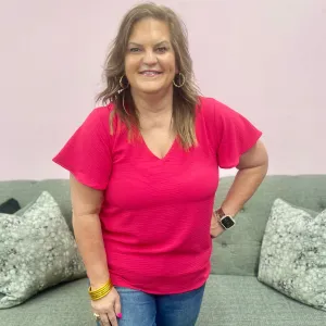 Office Edit Top - Hot Pink