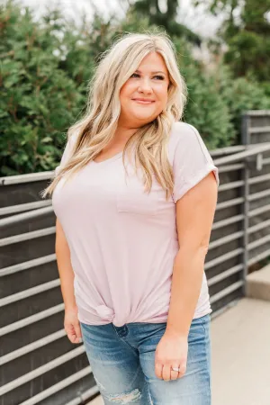 On My Own V-Neck Pocket Top- Lilac