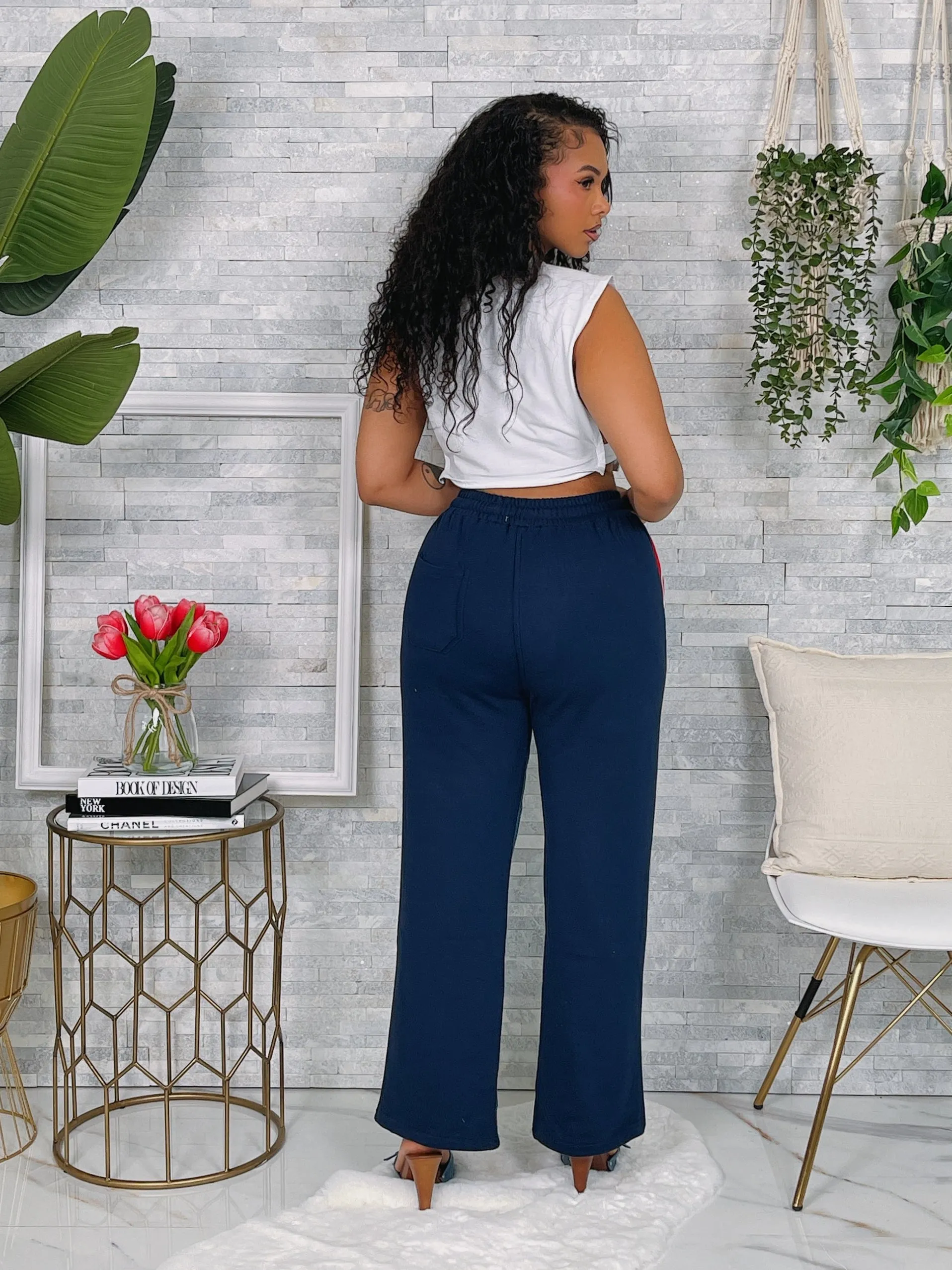 P9859P - DENIM FRENCH TERRY CONTRAST PANTS