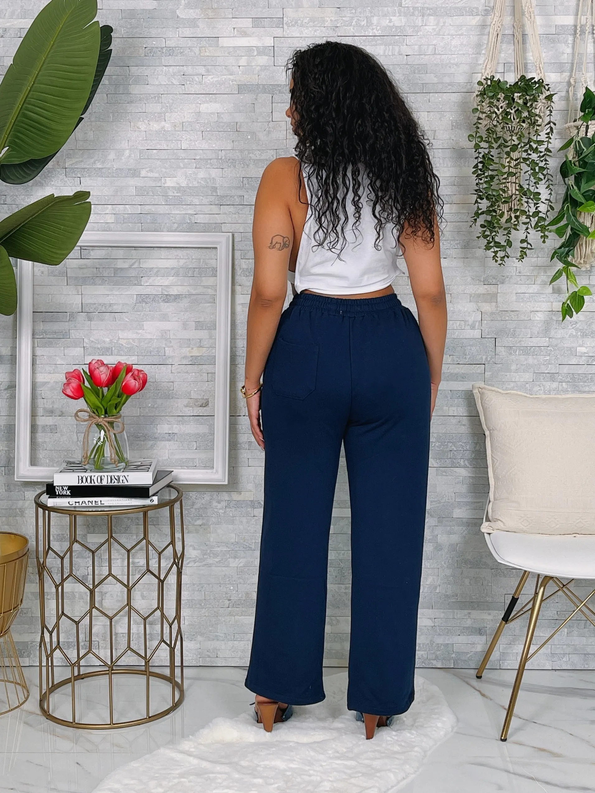 P9859P - DENIM FRENCH TERRY CONTRAST PANTS