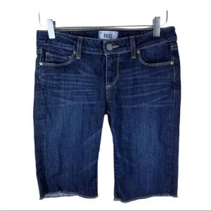 Paige Cutoff Stretch Denim Bermuda Jean Shorts Sz 26
