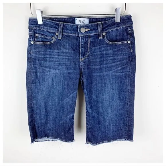 Paige Cutoff Stretch Denim Bermuda Jean Shorts Sz 26