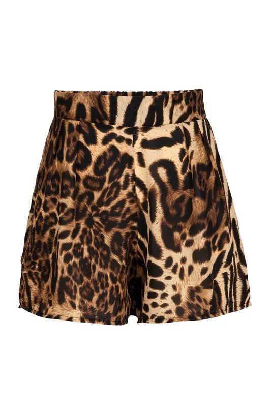PALM LEOPARD HIGH WAIST SHORTS