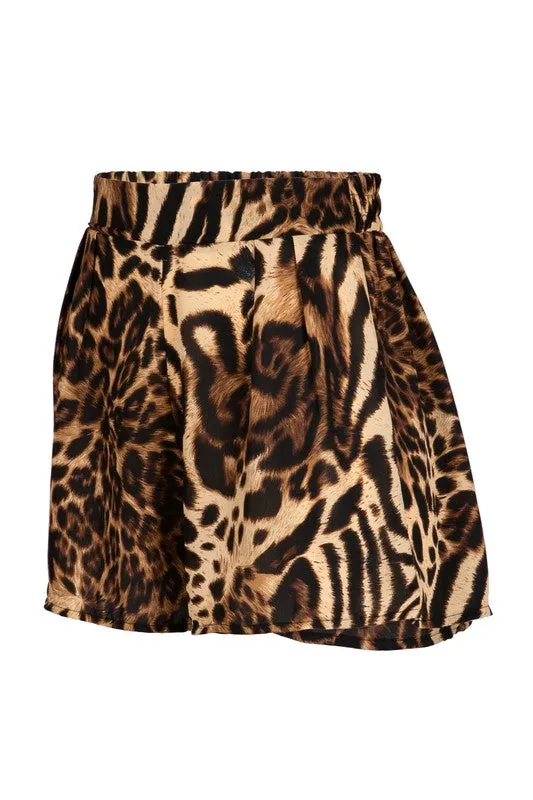 PALM LEOPARD HIGH WAIST SHORTS