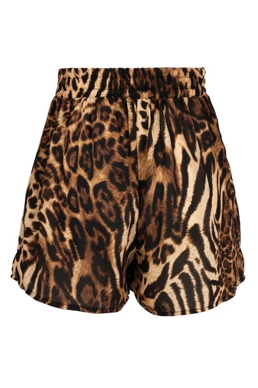 PALM LEOPARD HIGH WAIST SHORTS