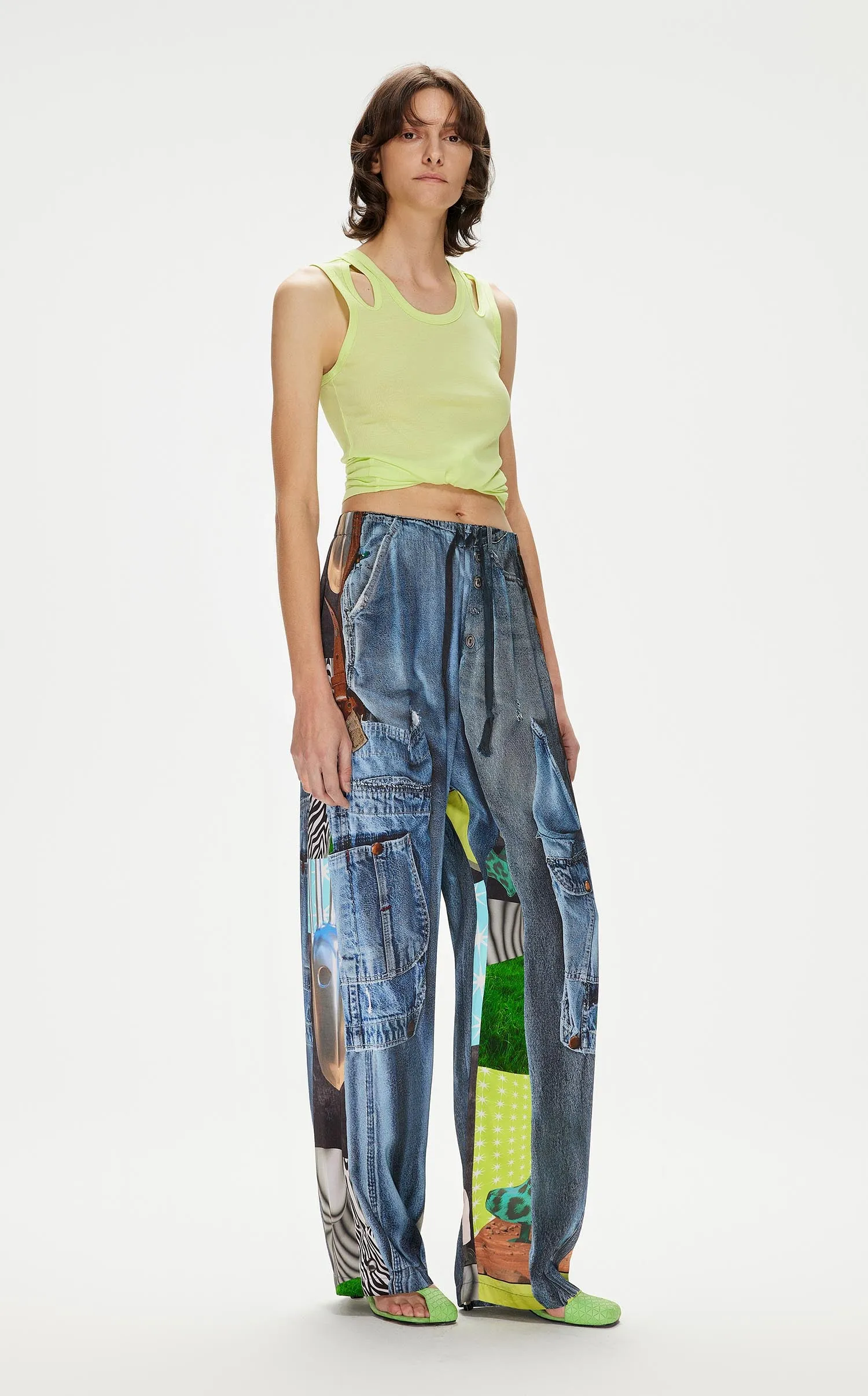 Pants / JNBY Full Washed-Denim-Print Pants