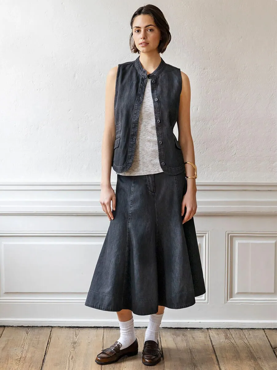 Passion Denim Waistcoat - Black