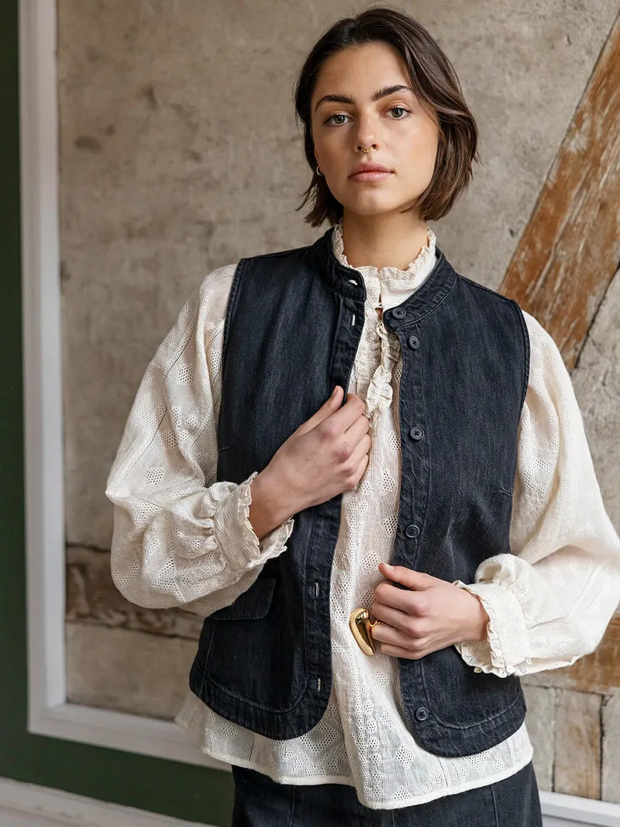 Passion Denim Waistcoat - Black