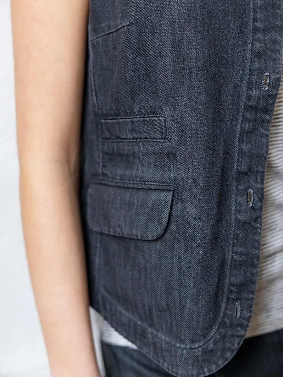 Passion Denim Waistcoat - Black