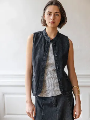 Passion Denim Waistcoat - Black