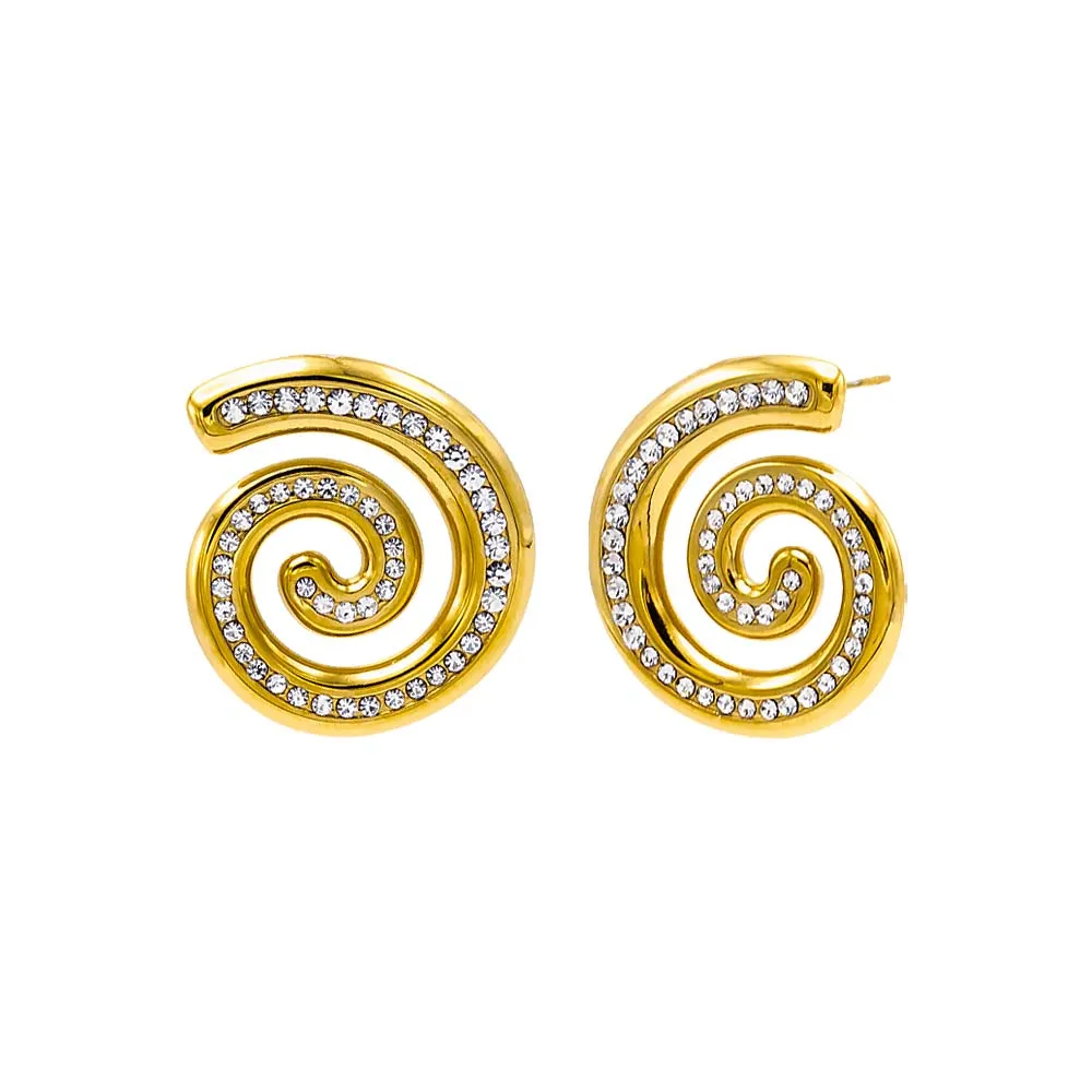 Pave Swirled Stud Earring