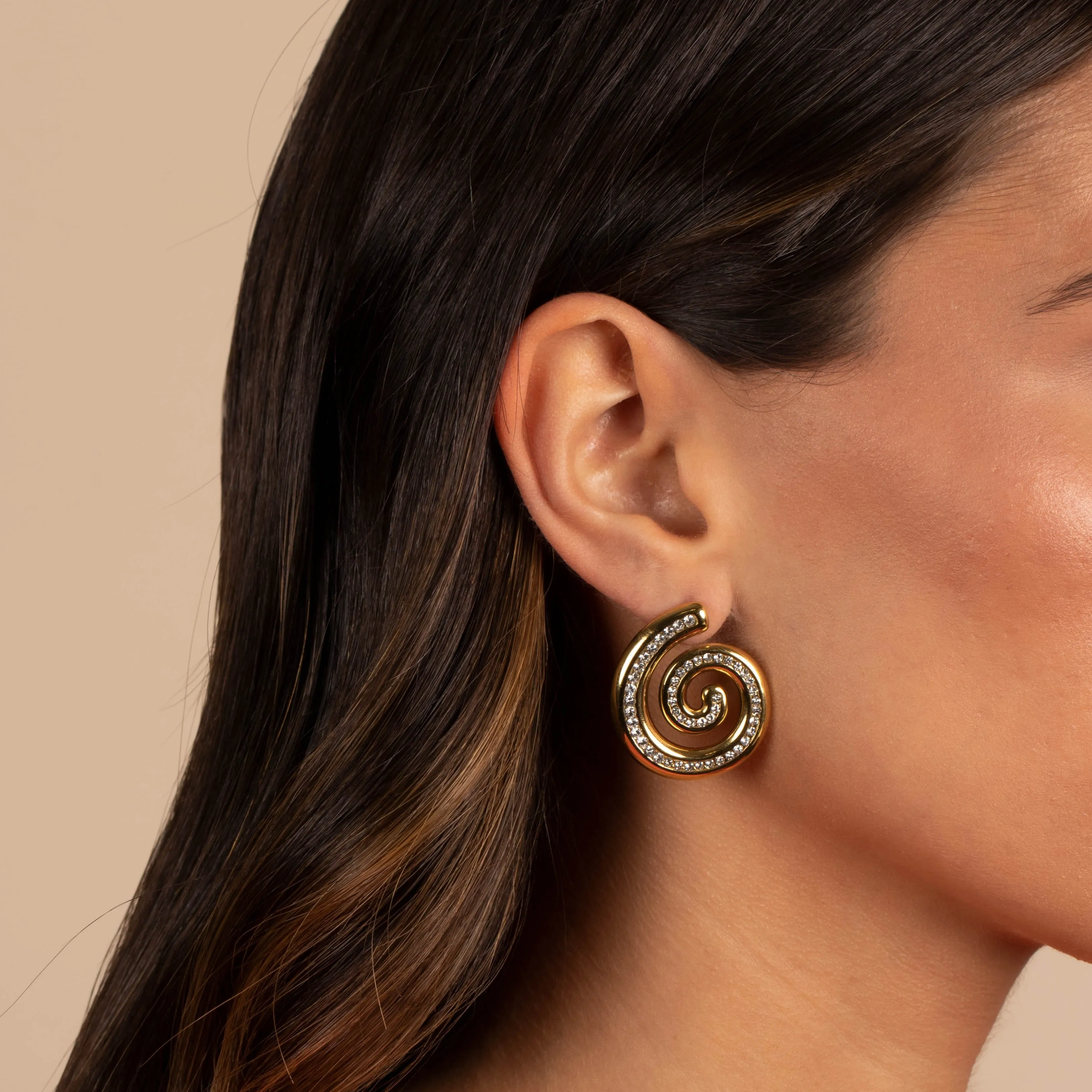 Pave Swirled Stud Earring