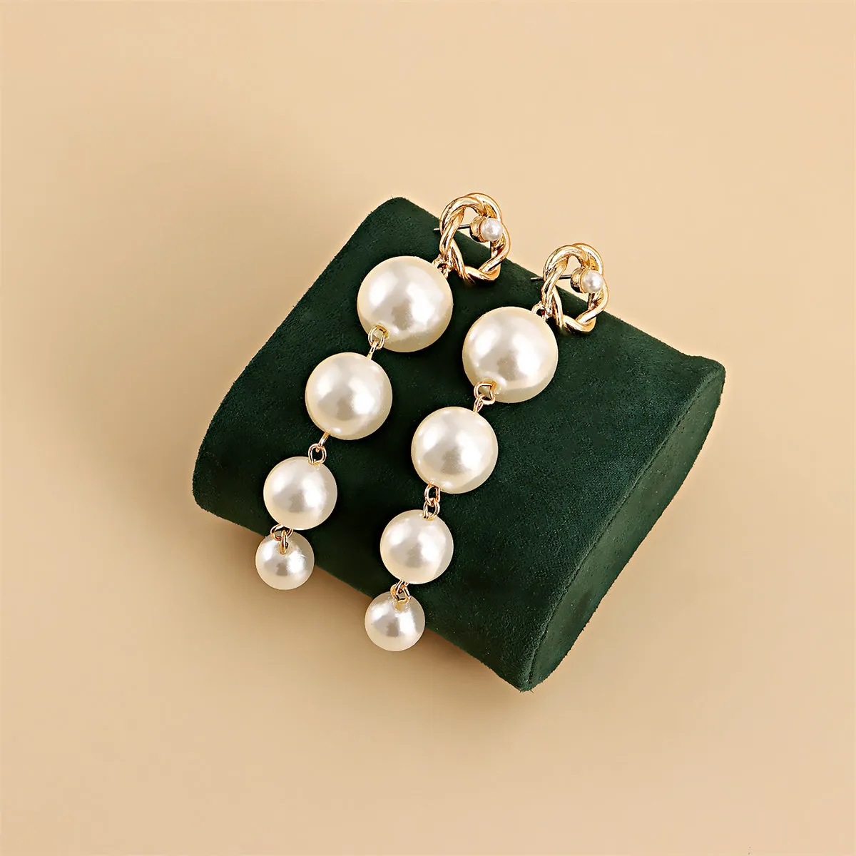 Pearl & 18K Gold-Plated Drop-Line Dangle Earrings