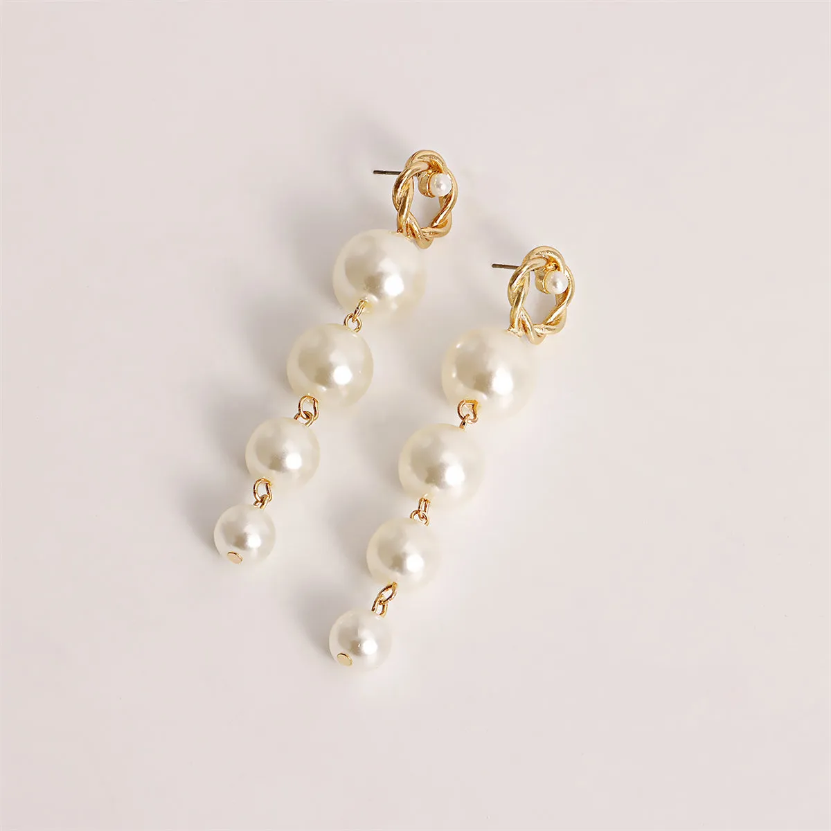 Pearl & 18K Gold-Plated Drop-Line Dangle Earrings