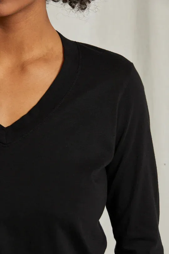 Perfect White Tee Sinatra Ringspun Cotton Long Sleeve V-neck Vintage Black