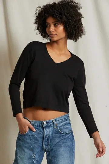 Perfect White Tee Sinatra Ringspun Cotton Long Sleeve V-neck Vintage Black