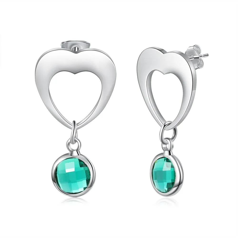Personalized 1 Stone Heart-Drop Earrings