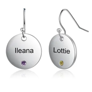 Personalized 2 Names 2 Stones Bridesmaids Earrings