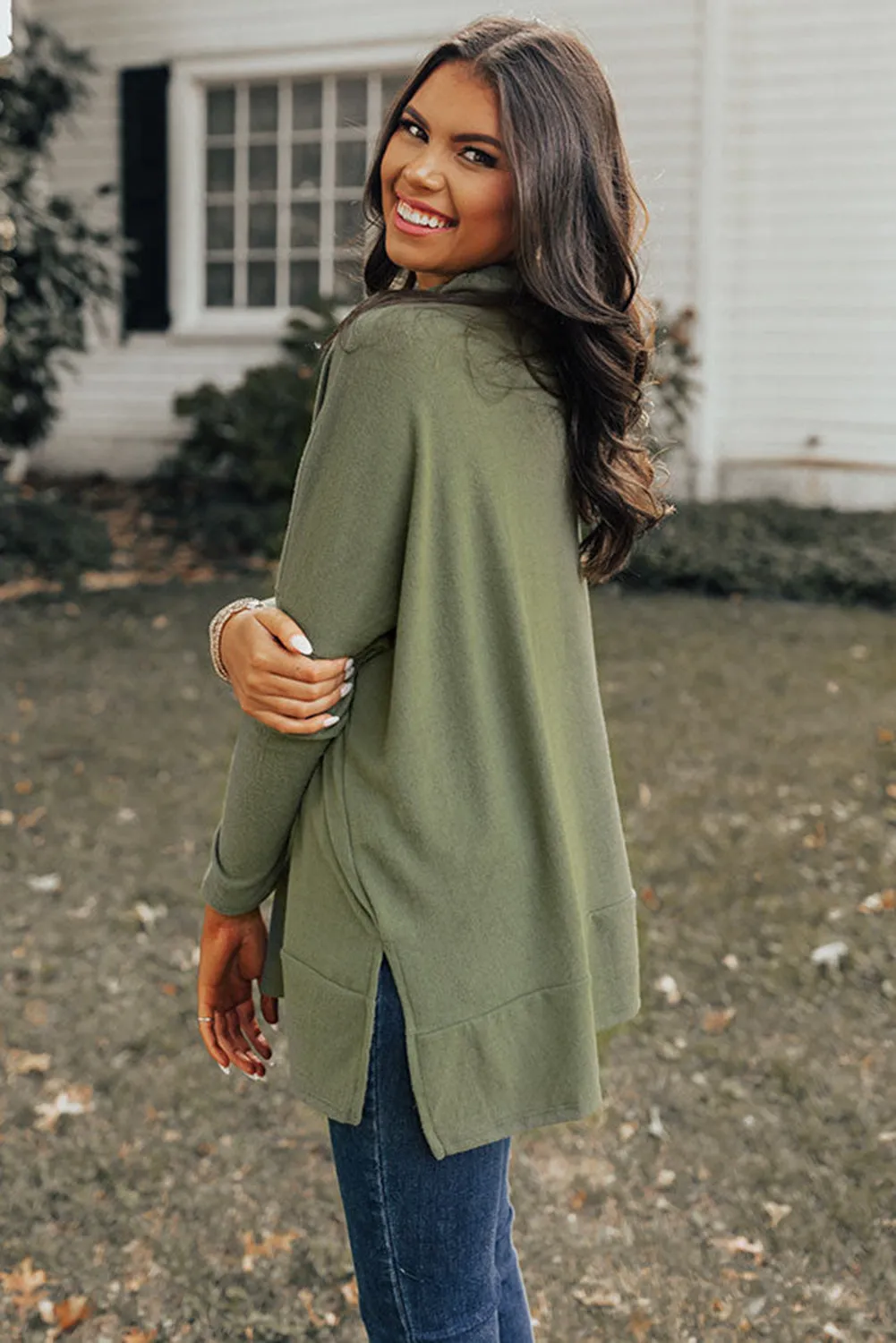 Pickle Green Cowl Neck Shift Tunic Top