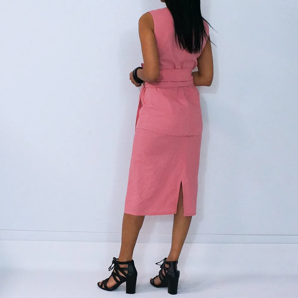Pink Pencil Cotton Skirt | ALPHONSINA